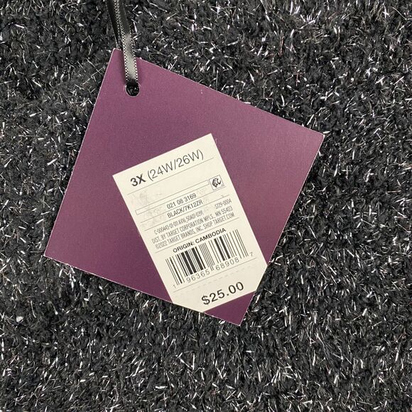 Ava & Viv Womens Sweater V Neck Black Silver Metallic Plus Size 3X (24W/26W) NWT - Picture 5 of 8